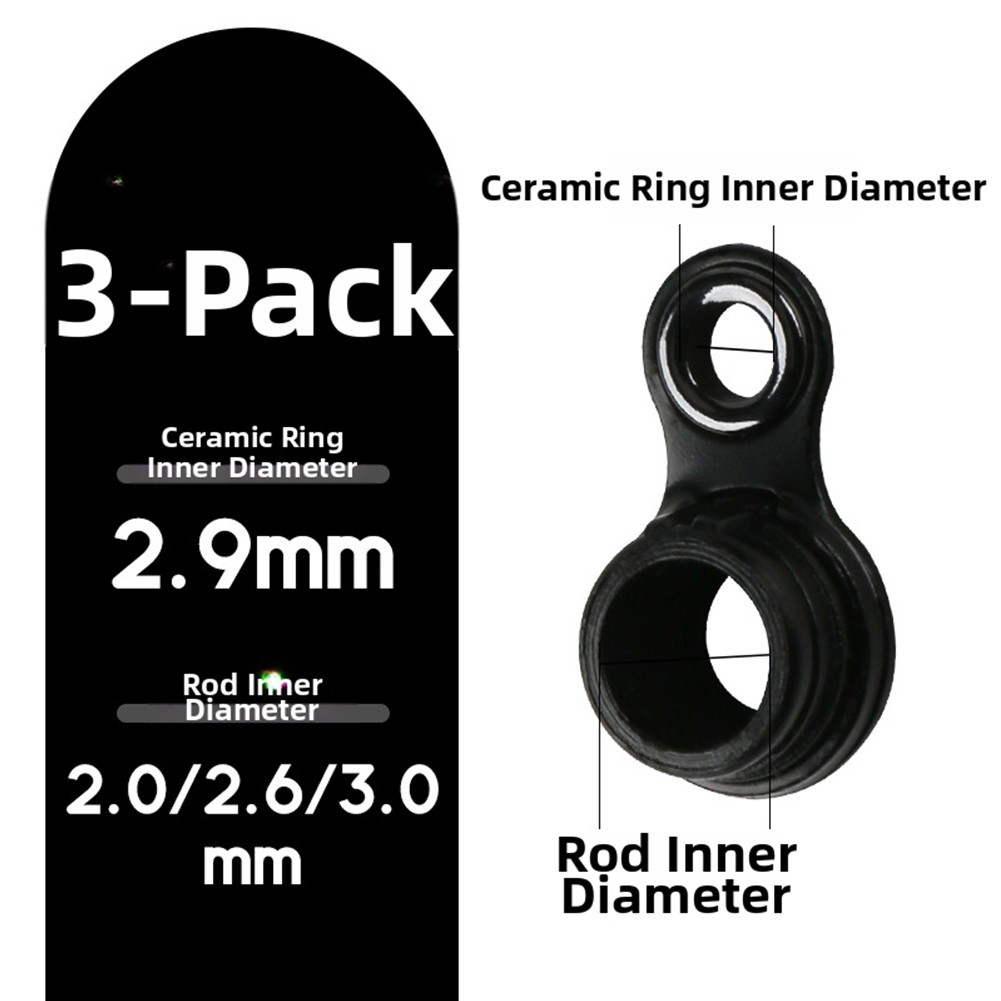 3pcs Black Tip Guides for Fishing Rod Repair Fits 1.6/2/2.6mm Rod Diameter