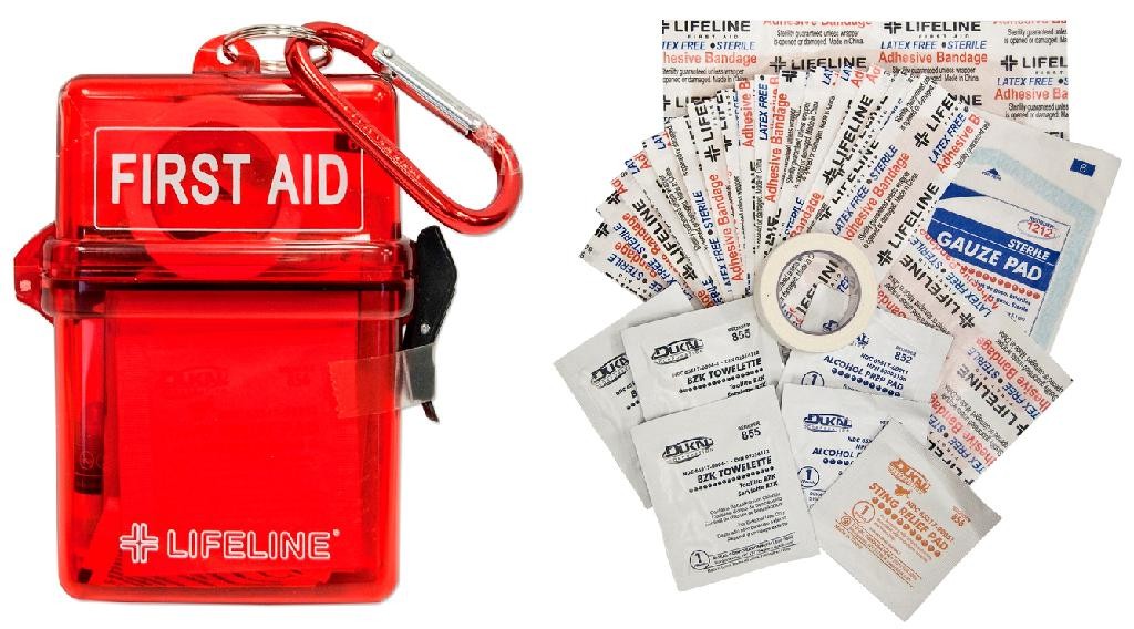LIFELINE WATERPROOF FIRST AID KIT 28PC (WATERPROOF ABS CARRY CASE W/CARABINER)
