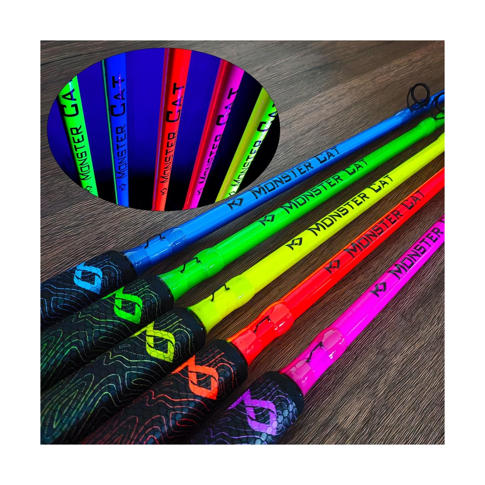 Catfish Fishing Rod, 7’Glow with Black Light 1 Piece Catfish Casting Rods
