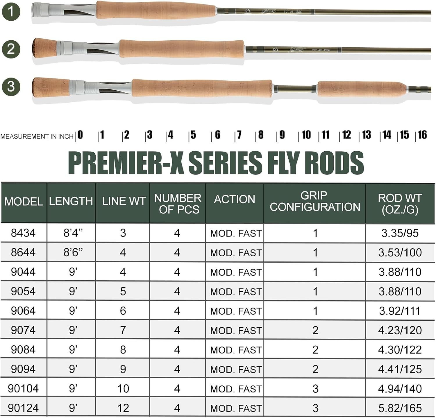 Maxcatch Premier X Fly Fishing Rod, IM8 Graphite, MOD Fast Action, 3-12WT