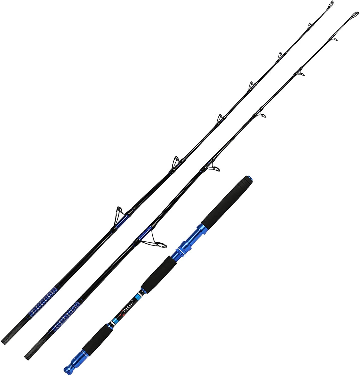 Saltwater Fishing Rod Jigging 2Piece Spinning Casting Portable Travel Jig Pole