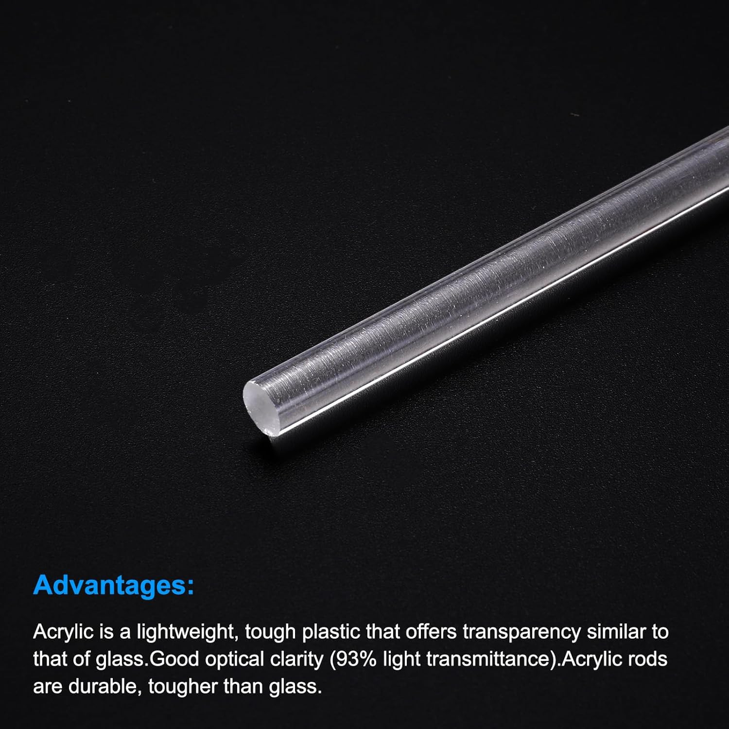 Acrylic Round Rod,3mm Diameter 12-inch Length,Clear,Solid Plastic PMMA Bar St…