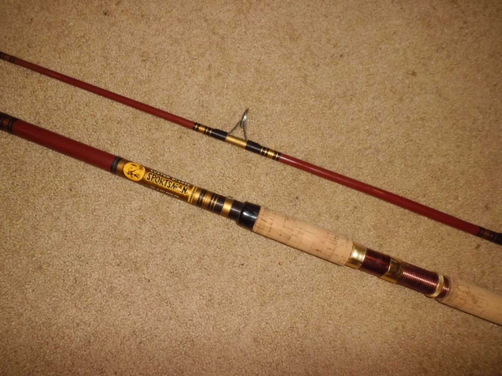 Vintage SPORTSMAN Custom Deluxe Spinning Surf 10′ Rod made USA- 15-25 lb