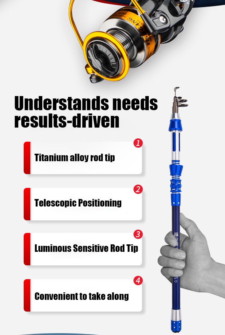 Small Portable Telescopic Titanium Alloy Fishing Rod Sea Pole Spinning Rod