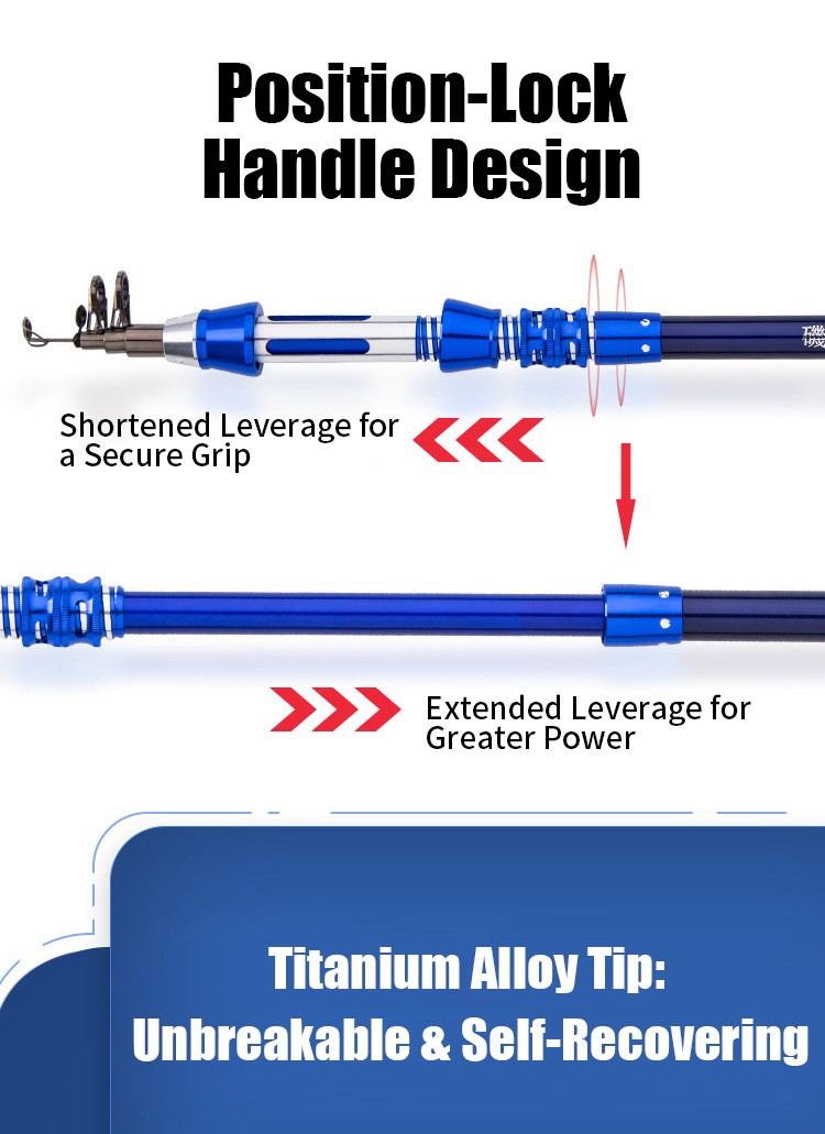 Small Portable Telescopic Titanium Alloy Fishing Rod Sea Pole Spinning Rod
