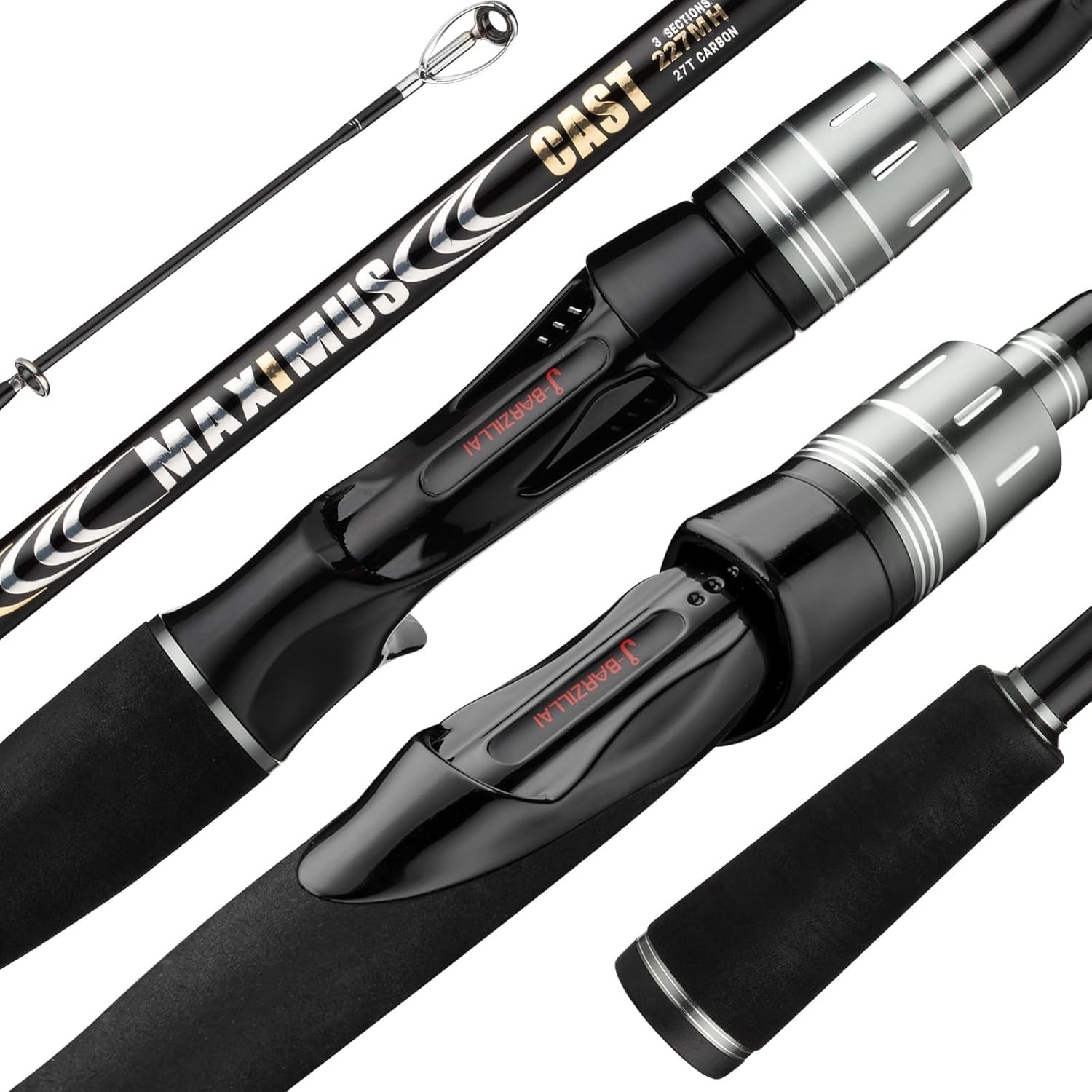 Maximus Fishing Rod Carbon Fiber Fuji Guides EVA Handle Black