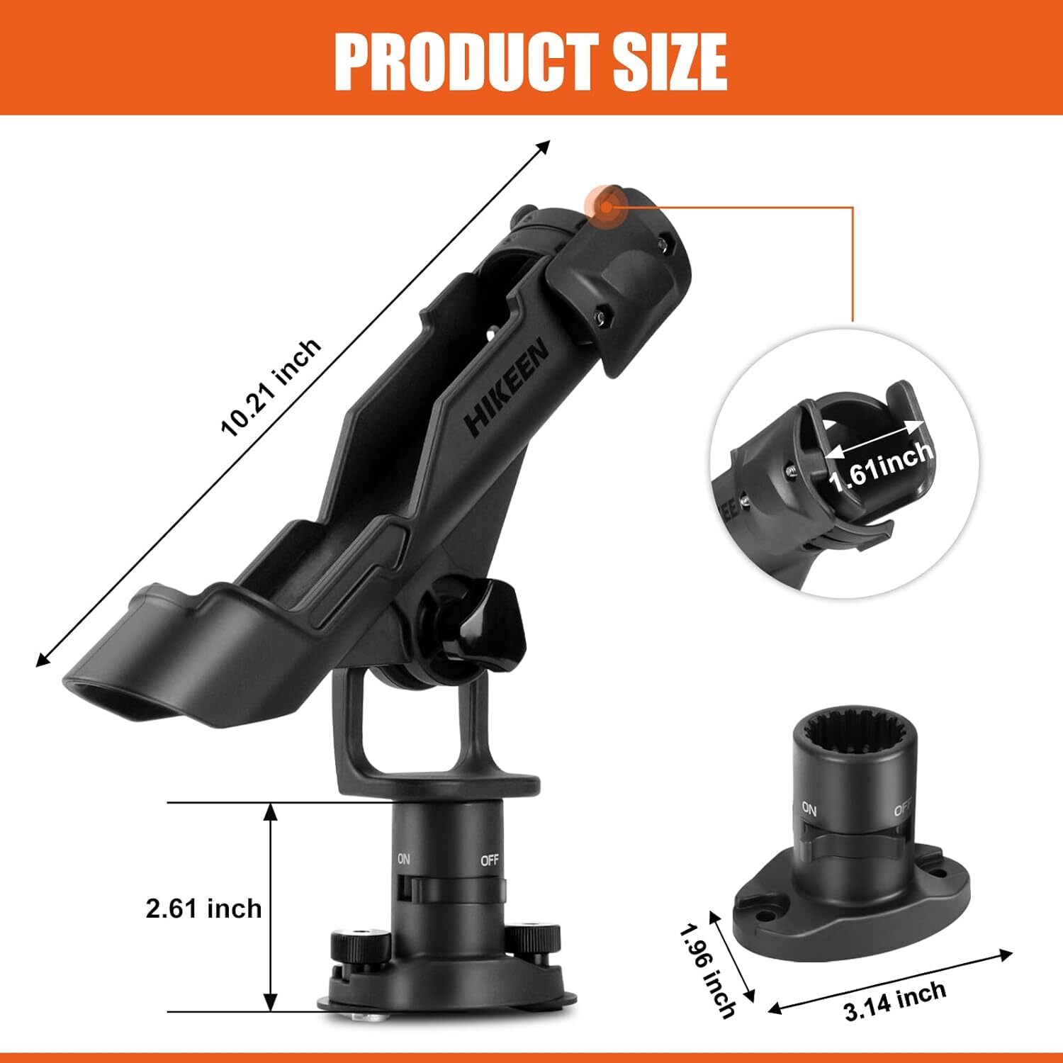 Kayak Fishing Rod Holder,360° Fishing Boat Rod Holder for Track Mount/Deck Mount