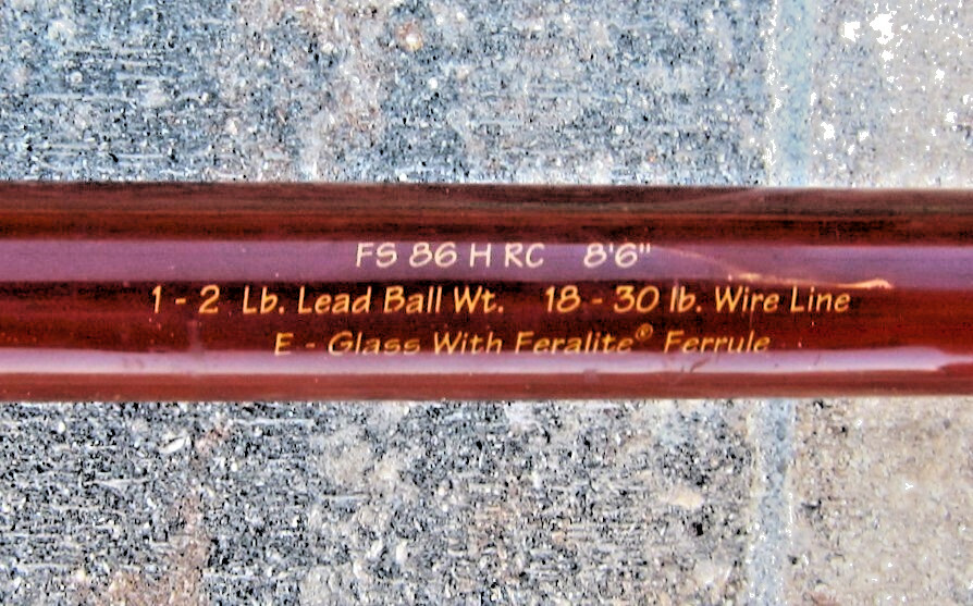Vintage FENWICK FENGLASS FS86HRC 2-pc Trolling/Mooching Rod: 8’6″ 18-30lb – NICE
