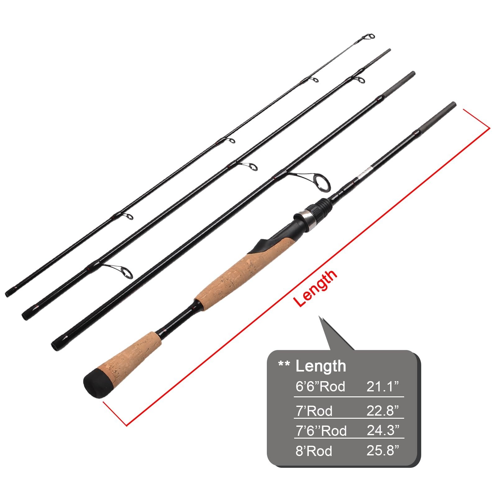 4-Piece Portable Travel Spinning Rod – Medium Carbon Fishing Rod for Anglers
