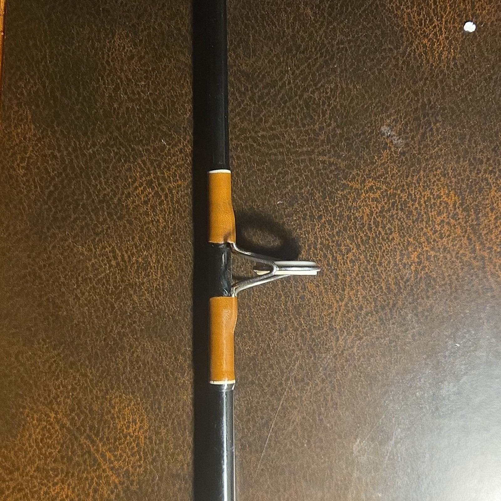 Black Fishing Rod 1-Piece Full Grip EVA Handle 4 Metal Guides Unisex Adults
