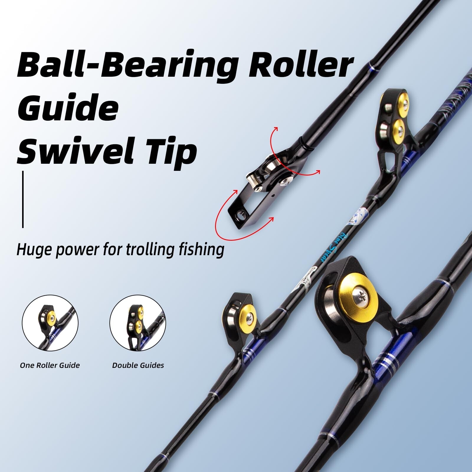 Bent Butt Fishing Rod, Deep Sea Fishing Pole with Swivel Tip for Saltwater an…
