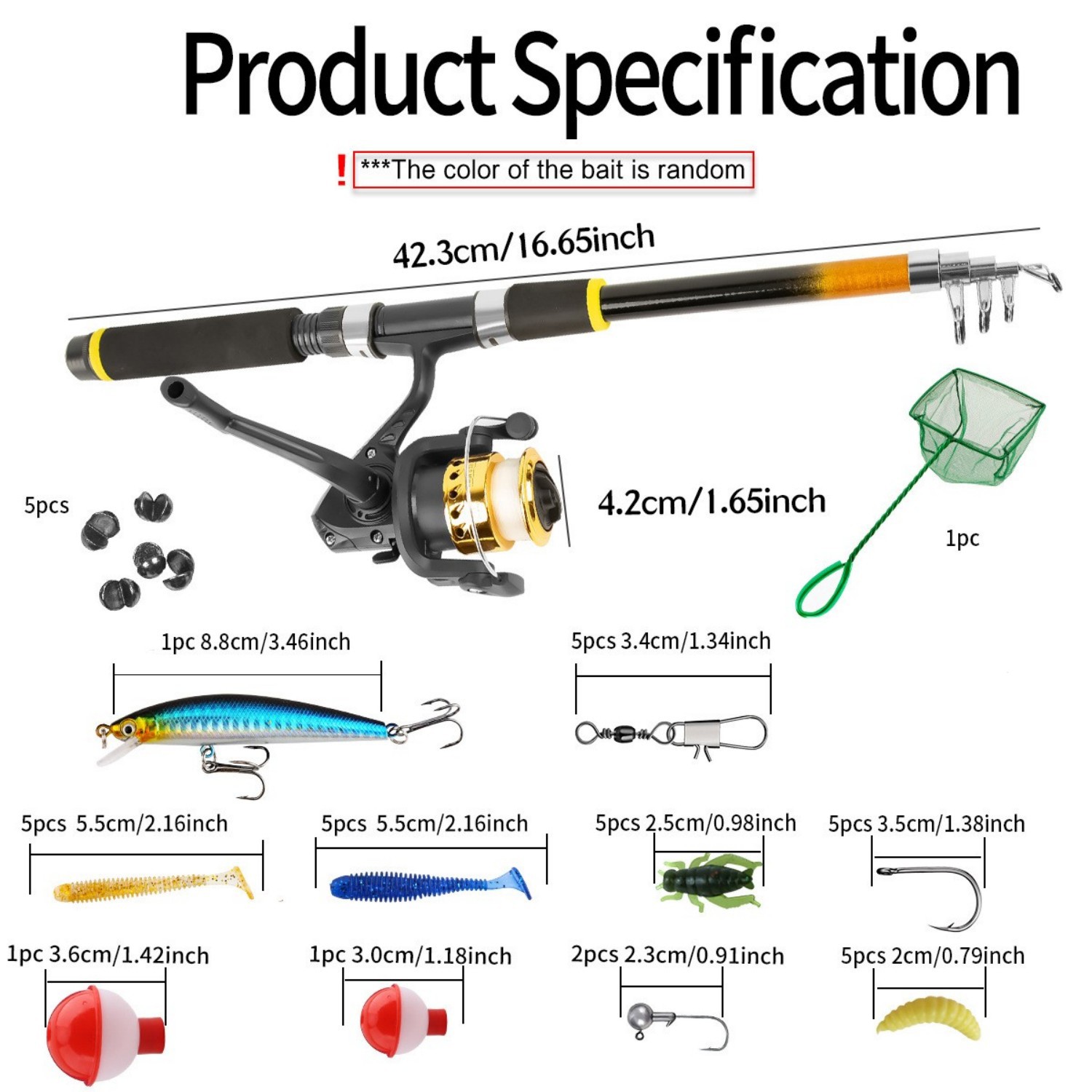 71” Telescopic Fishing Rod Pole Reel Combo Fishing Gear Set Fishing Accessories