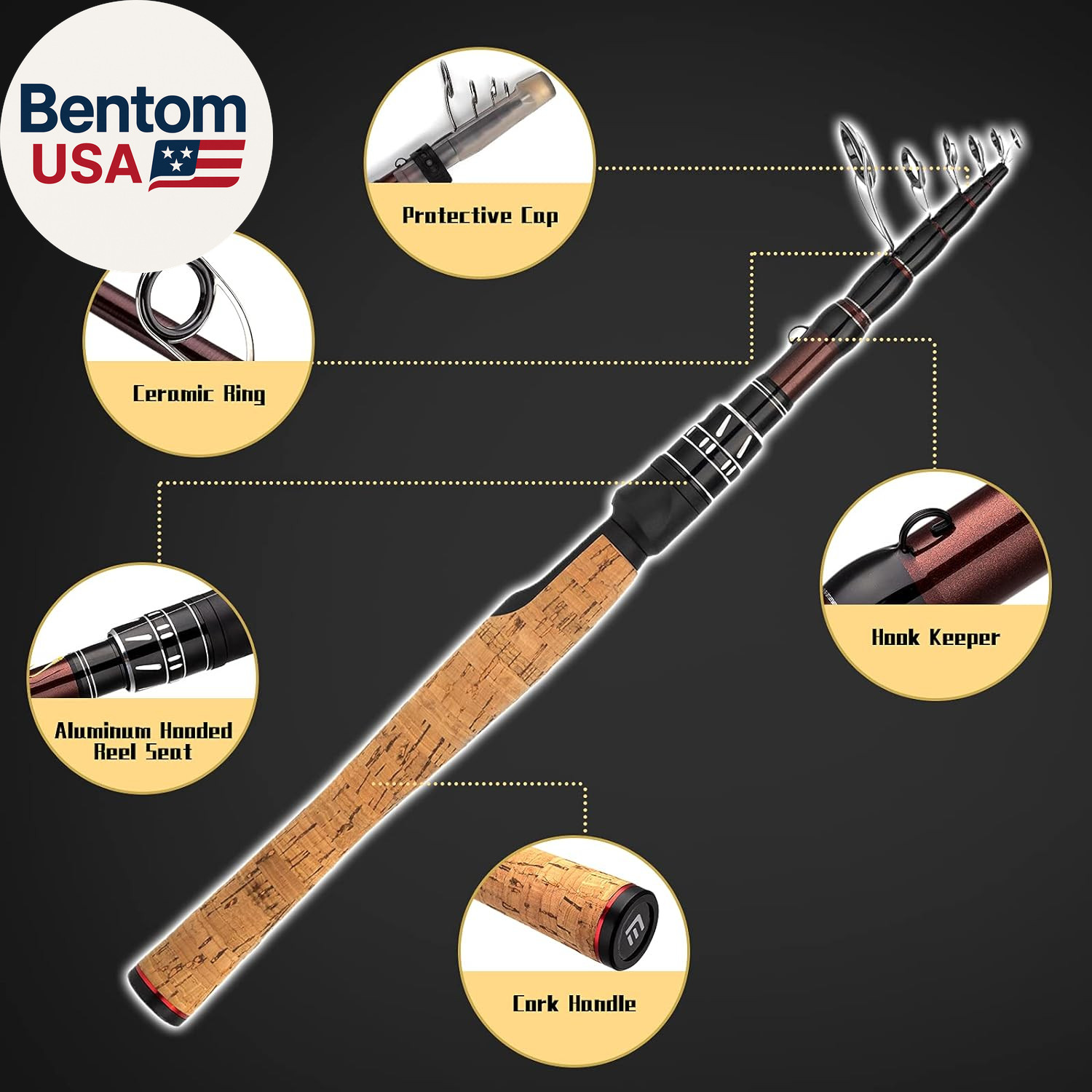 XPEDITE Portable Telescopic Fishing Rods, Spinning & Casting, 24T Carbon Blanks