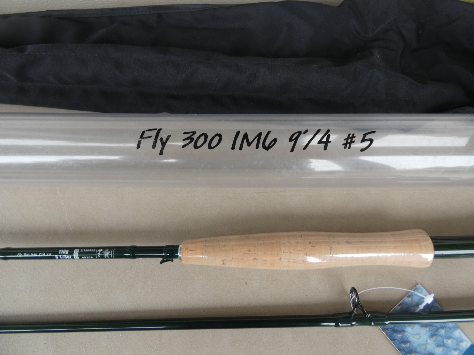 GEOLOGIC 9′ 5wt 4 Pc Classic Action IM6 3 1/3 Oz Fly Rod Green Black Matte