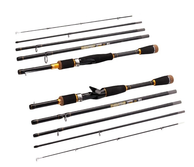 Fishing Rod Casting Spinning Travel Carbon Fiber Pole 4/5 Sections Fishing Rod