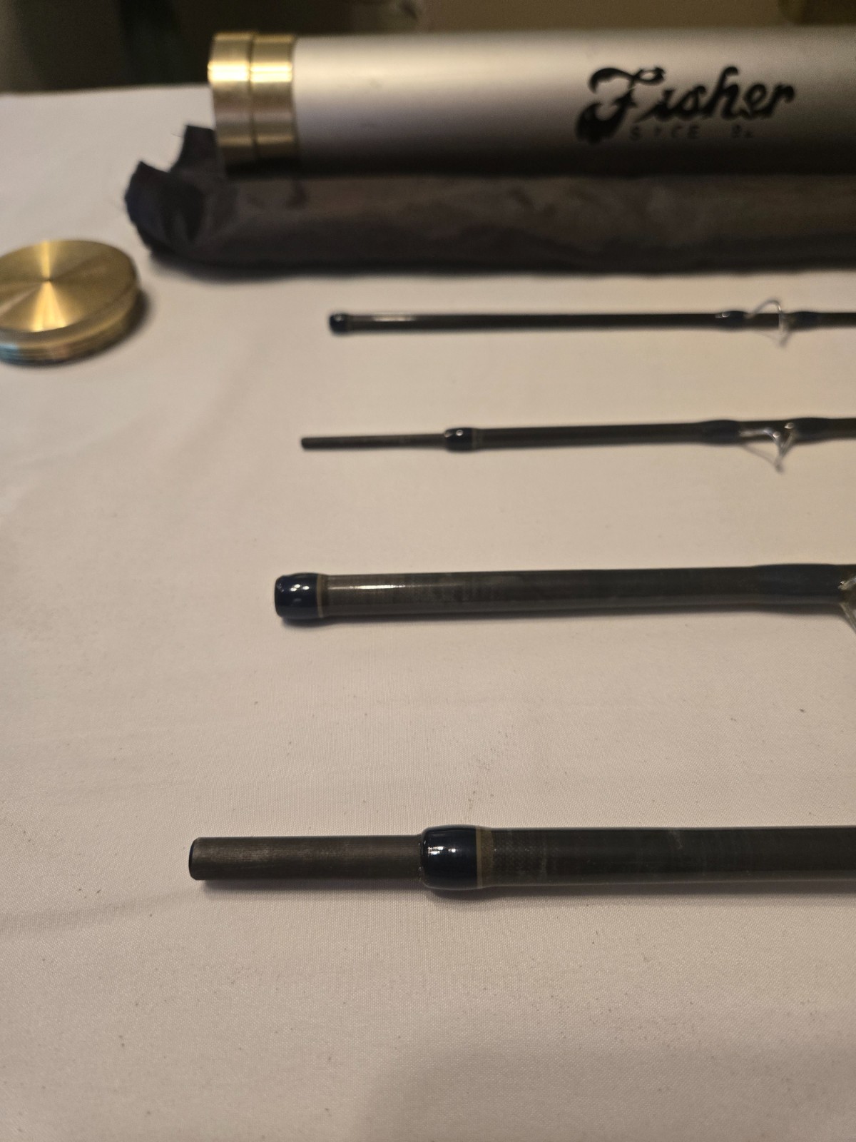 Fisher Travel Saltwater Fly Rod 9′ 9/10wt 4-Piece w/ Original Sock & Alum. Tube