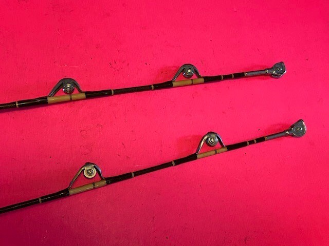 VINTAGE CUSTOM BUILT 7 FOOT IGFA 20 OR 30 POUND CLASS FISHING RODS MATCHING PAIR