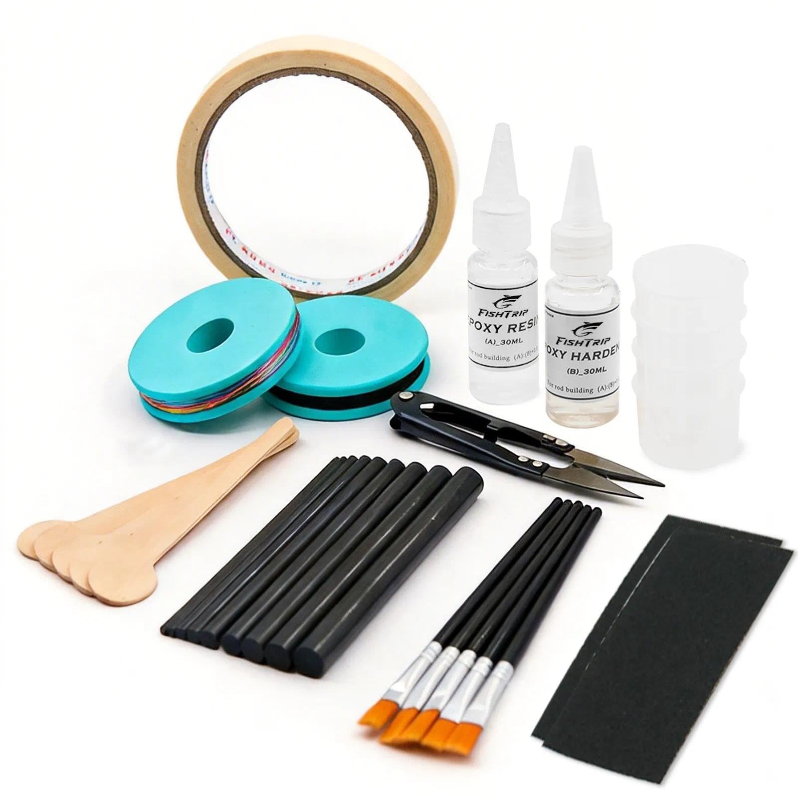 Fishing Rod Repair Kit Complete with Epoxy,10pcs Carbon Fiber Sticks Pole Bui…