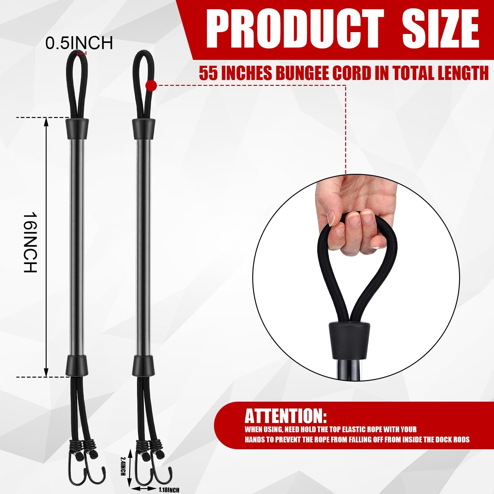 Tandefio 2 Pcs Dock Rods for Boat Docking Pole 16 Inch 16 inch, Black