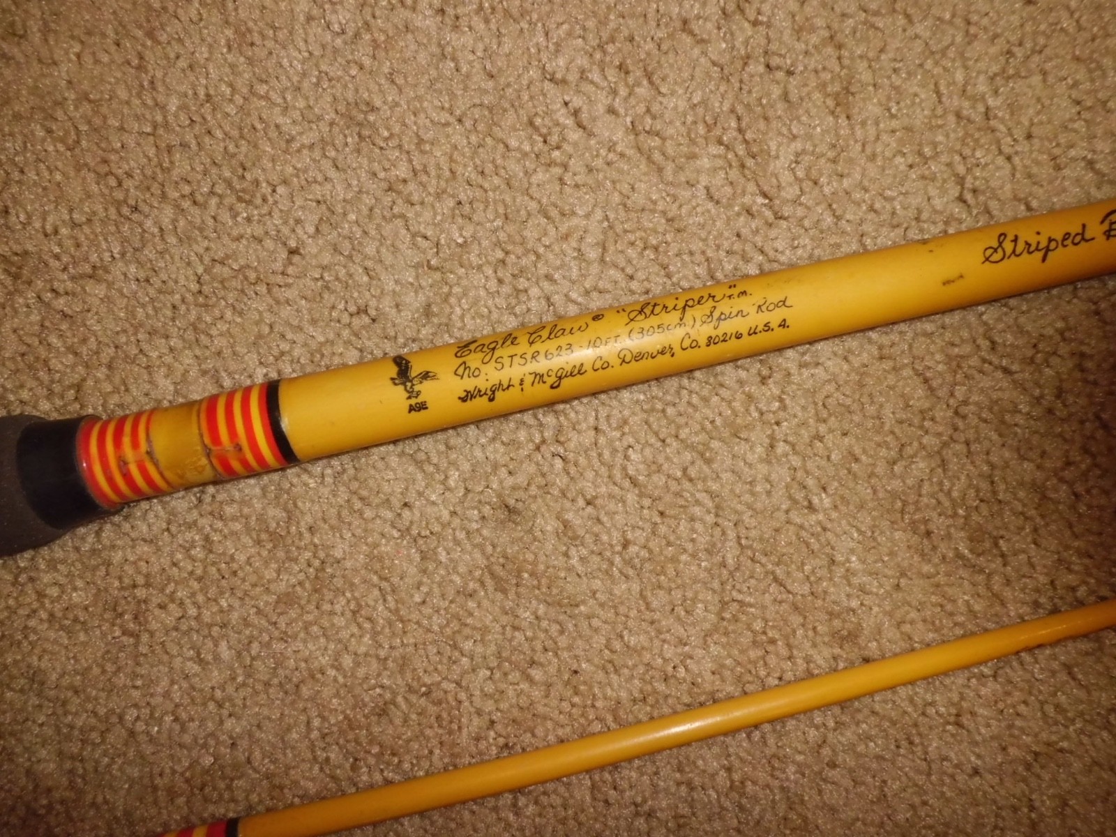 Vintage EAGLE CLAW Striper STSR623 Spinning 10′ Rod made in USA