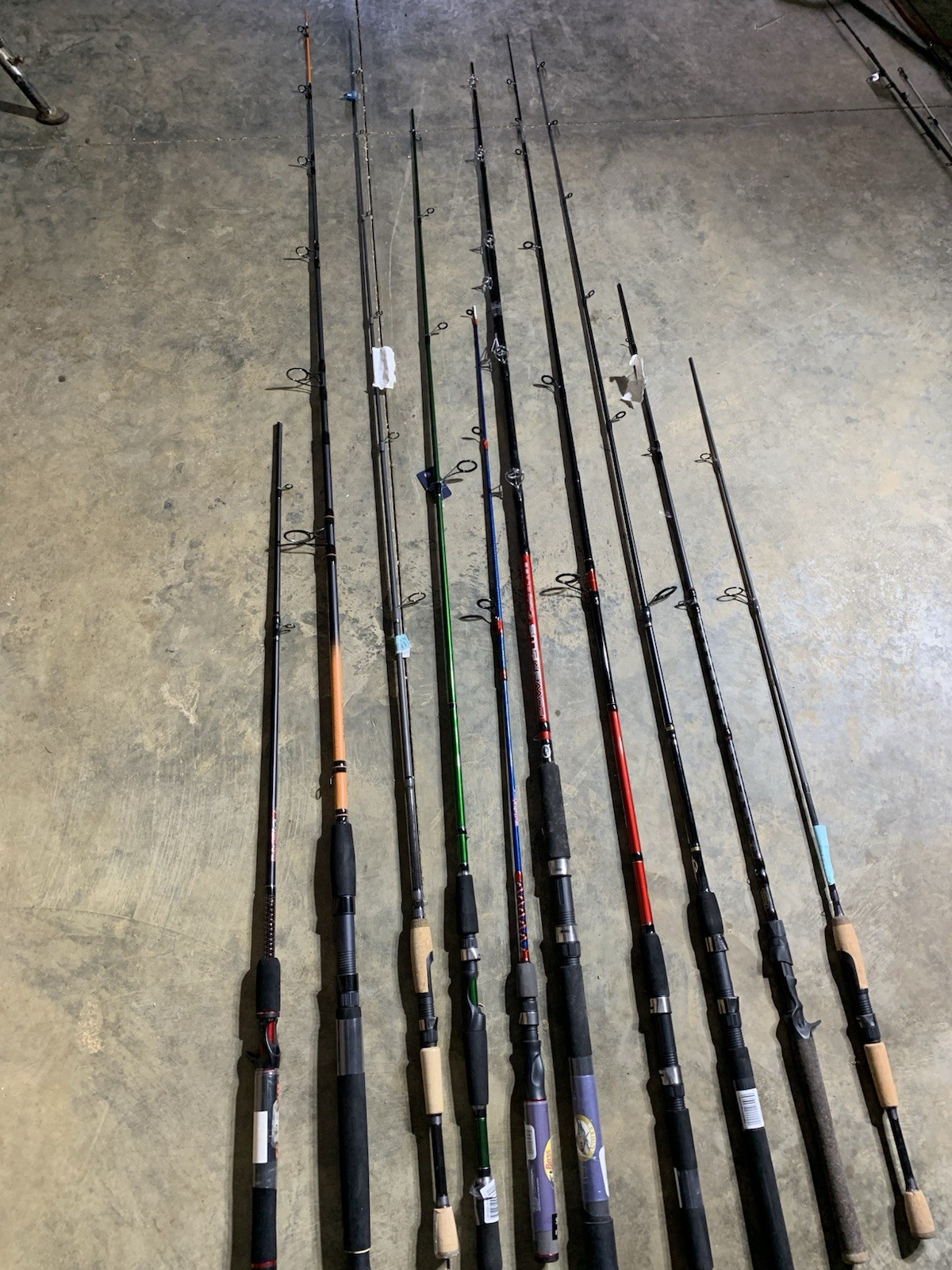 LOT OF 10 Assorted Brands FISHING RODS (BROKEN)