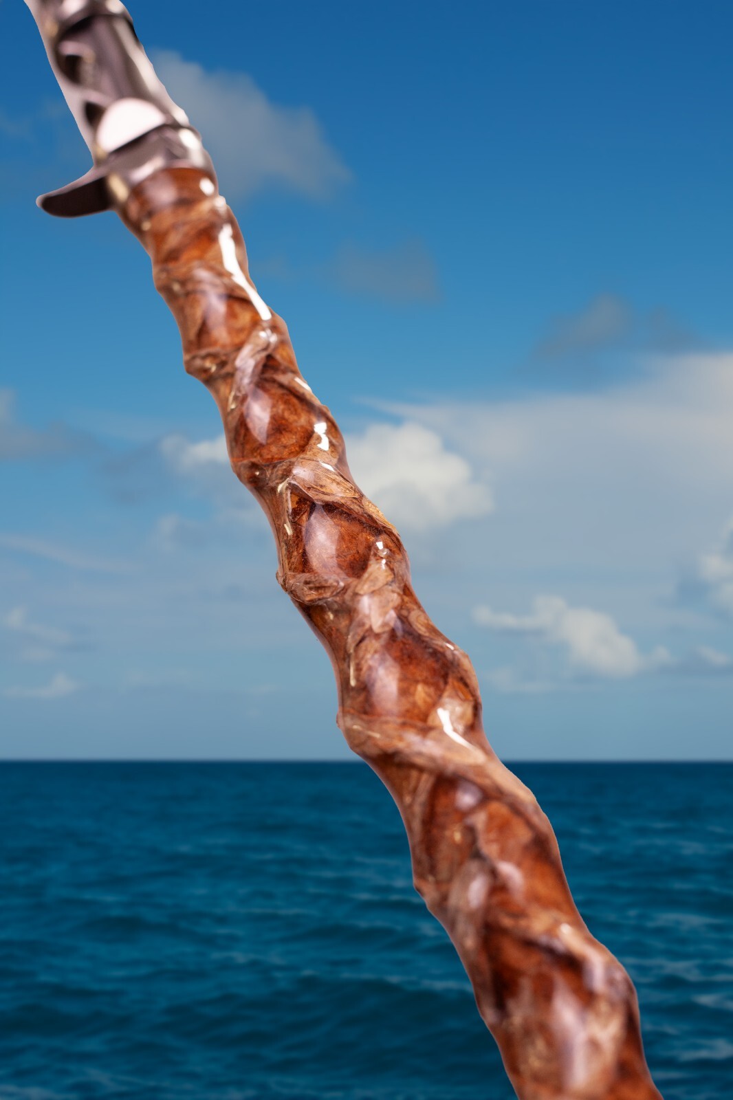 Custom Rattlesnake Fishing Rod Real Rattlesnake Skin Grips with or without Fangs