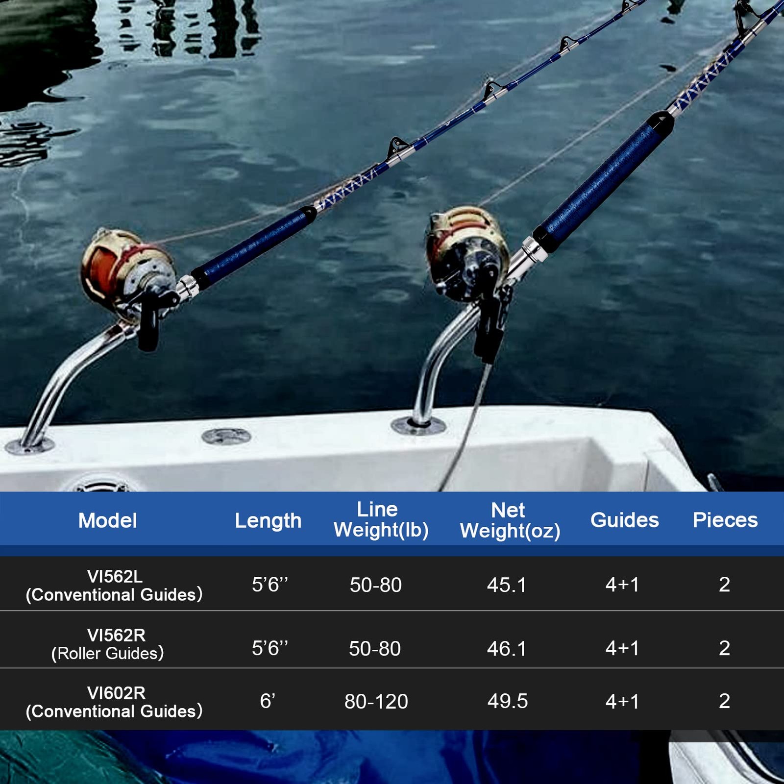 Fiblink Bent Butt Fishing Rod 2-Piece Saltwater Offshore Trolling Rod (5’6″-5…