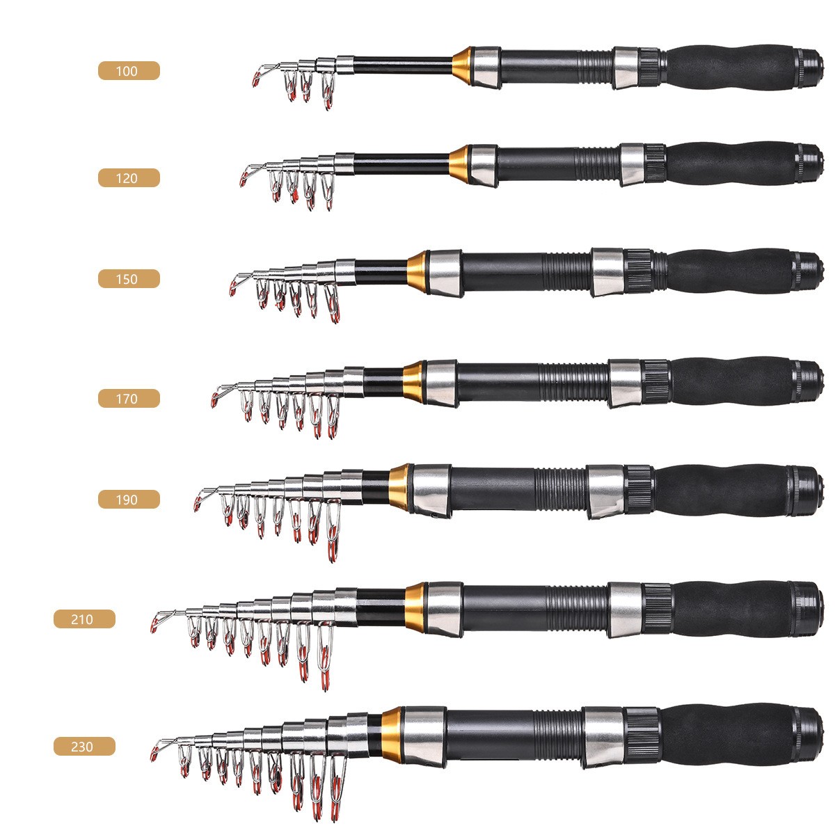 1.0m-2.3m Telescopic Fishing Rod with EVA Grip for Trout Super Short Portable