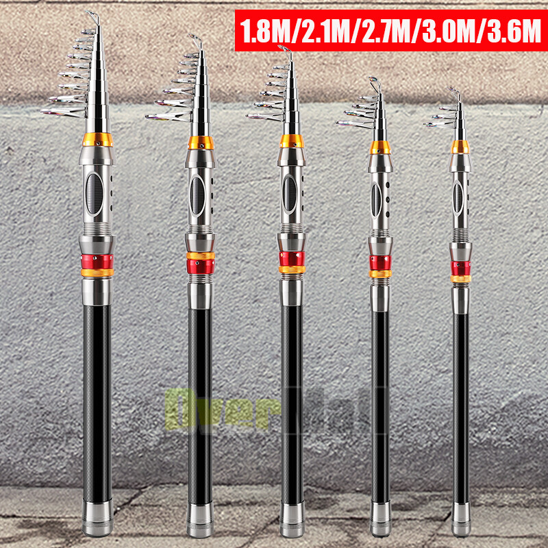Carbon Fiber Telescopic Fishing Rod 3.6m Retractable Folding Poles for Saltwater