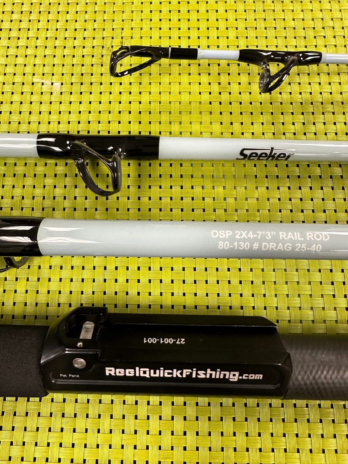 Seeker OSP rail rod 2×4 7’3″ 80 – 130# w ReelQuick 27mm dovetail reel seat.