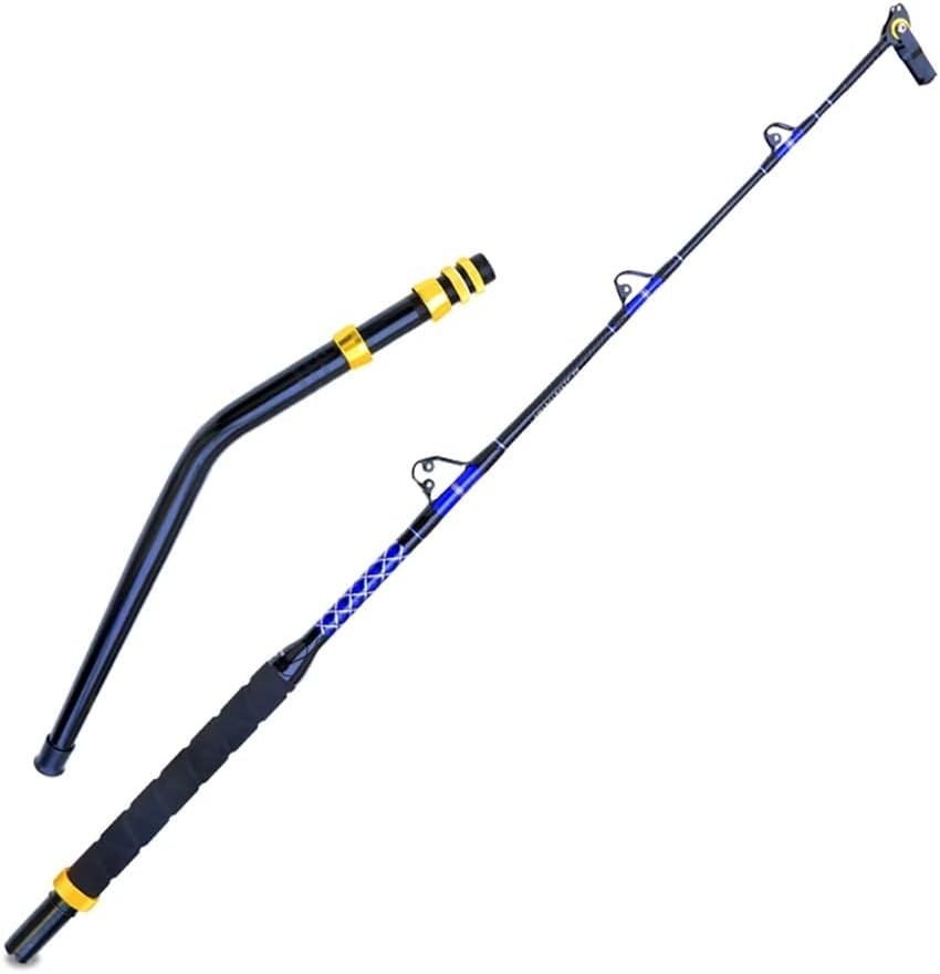 Deep Sea Fishing Rod, Heavy Duty Bent Butt Trolling Rod with Roller Guides,Co…
