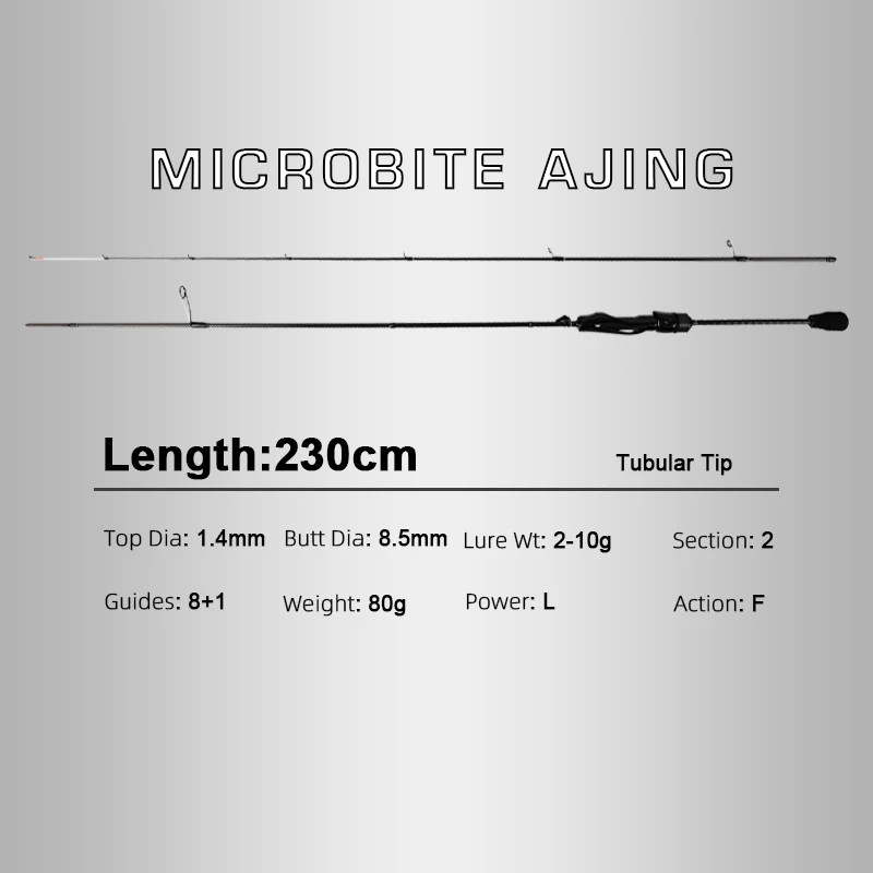 MIFINE MICROBITE AJING Spinning Rod 40T Carbon UL/L 1-10g Fast Ultralight Trout