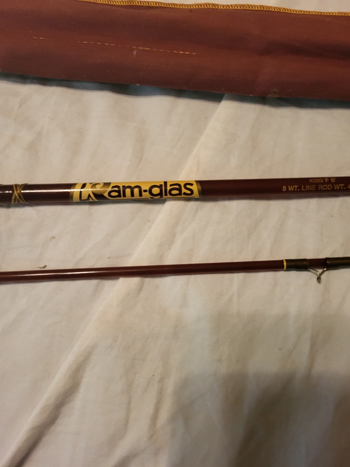 Ram-glas 2 Piece Fiberglass Fly Rod w/Sleeve 8FT 8WT Rod WT 4 oz. New