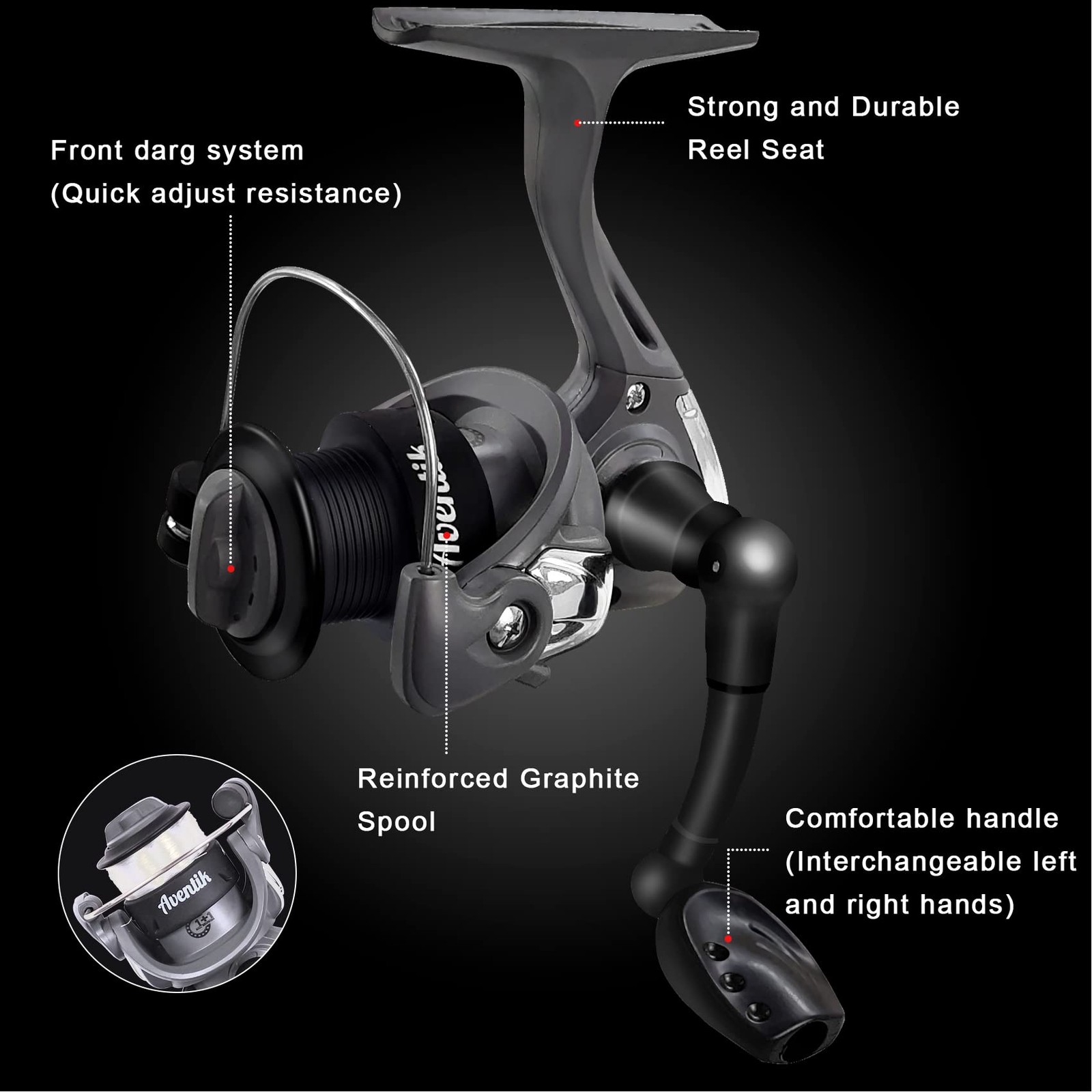 Aventik Ultralight Ice Fishing Rod Reel Combo 26//28/30/32 inch Medium Light Fas