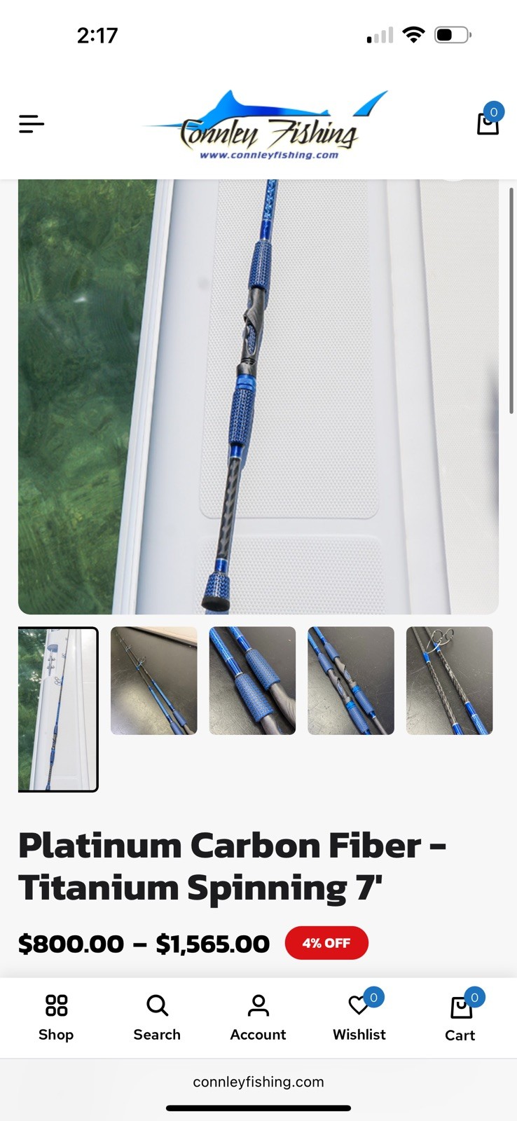 New Connley platinum titanium 8-17# fishing rod with used stradic reel