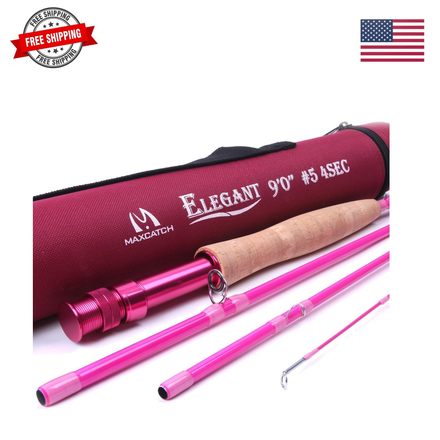 Women’s Elegant Pink Fly Fishing Rod: 2/5-weight with Rod Tube