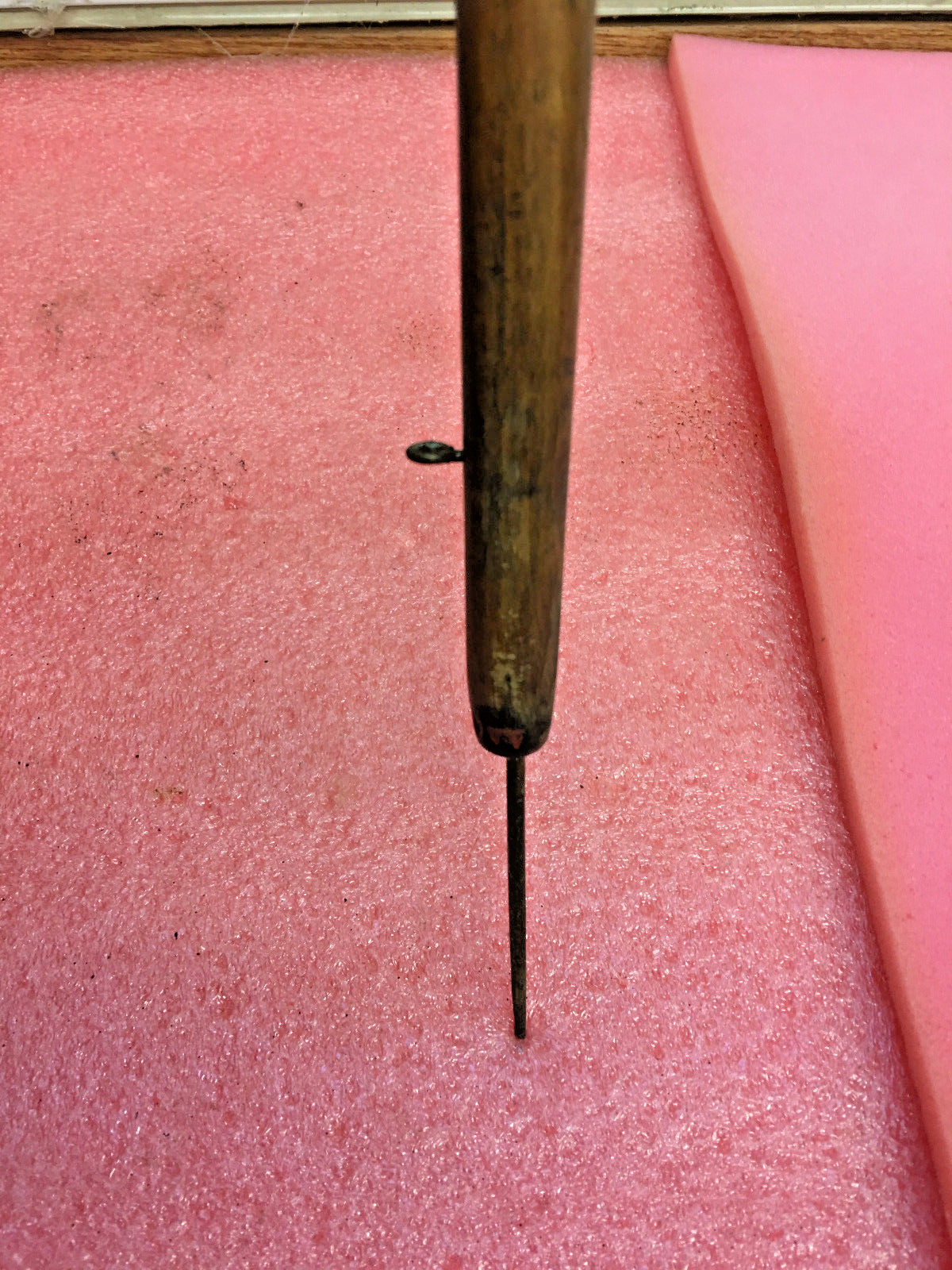 MW2 Vintage folk art ice fishing rod wooden 34″ ice pick Pool stick 1 of a kind!