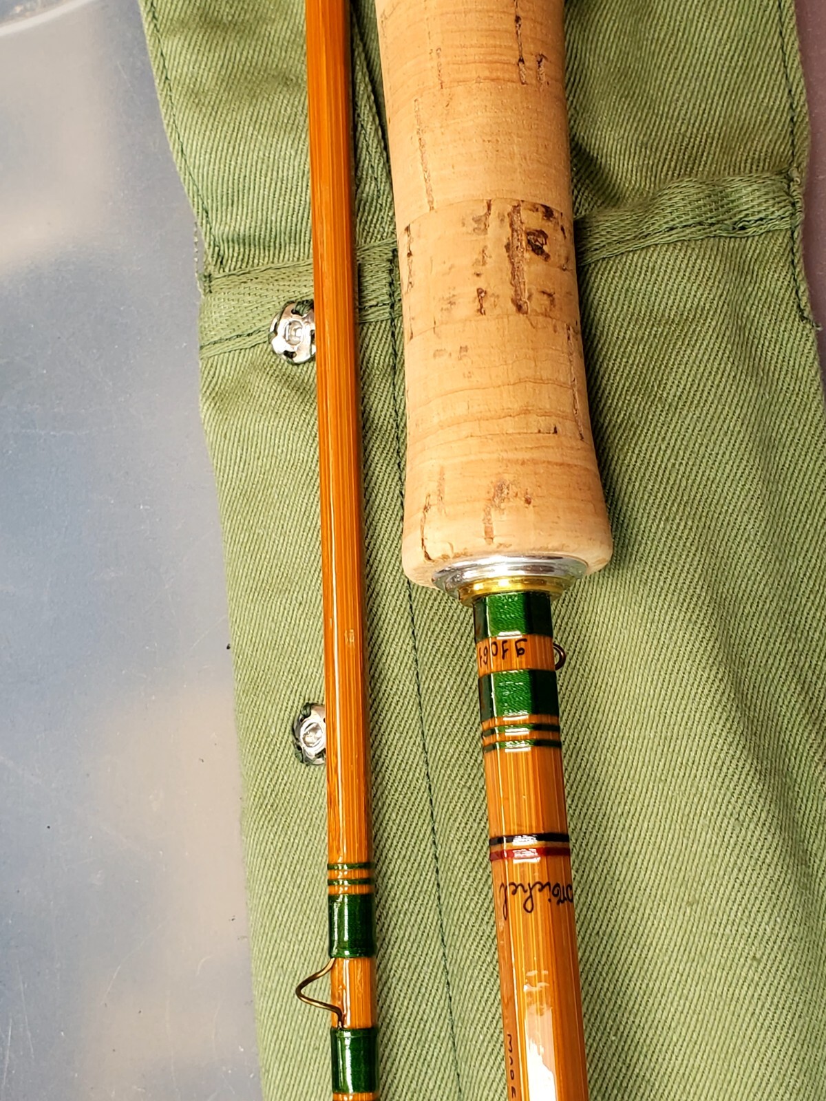 New Pezon Et Michel Bamboo Rod FRANCE 8’6″ 2pc w/2Fighting Buttons-tube-Sock