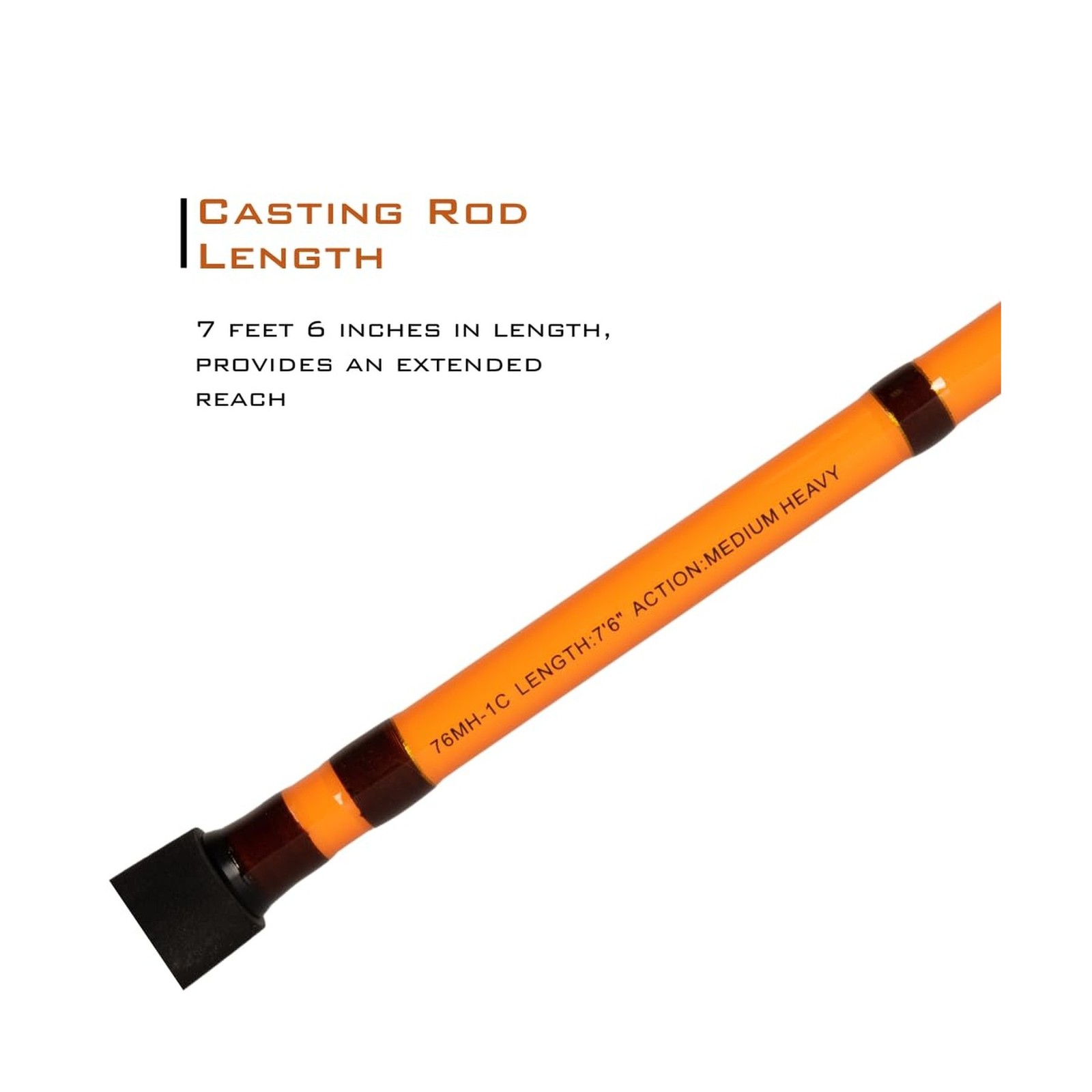 Catfish Pro Tournament Series Casting Rod – 7’6″ One-Piece Rod with S-Glass, …