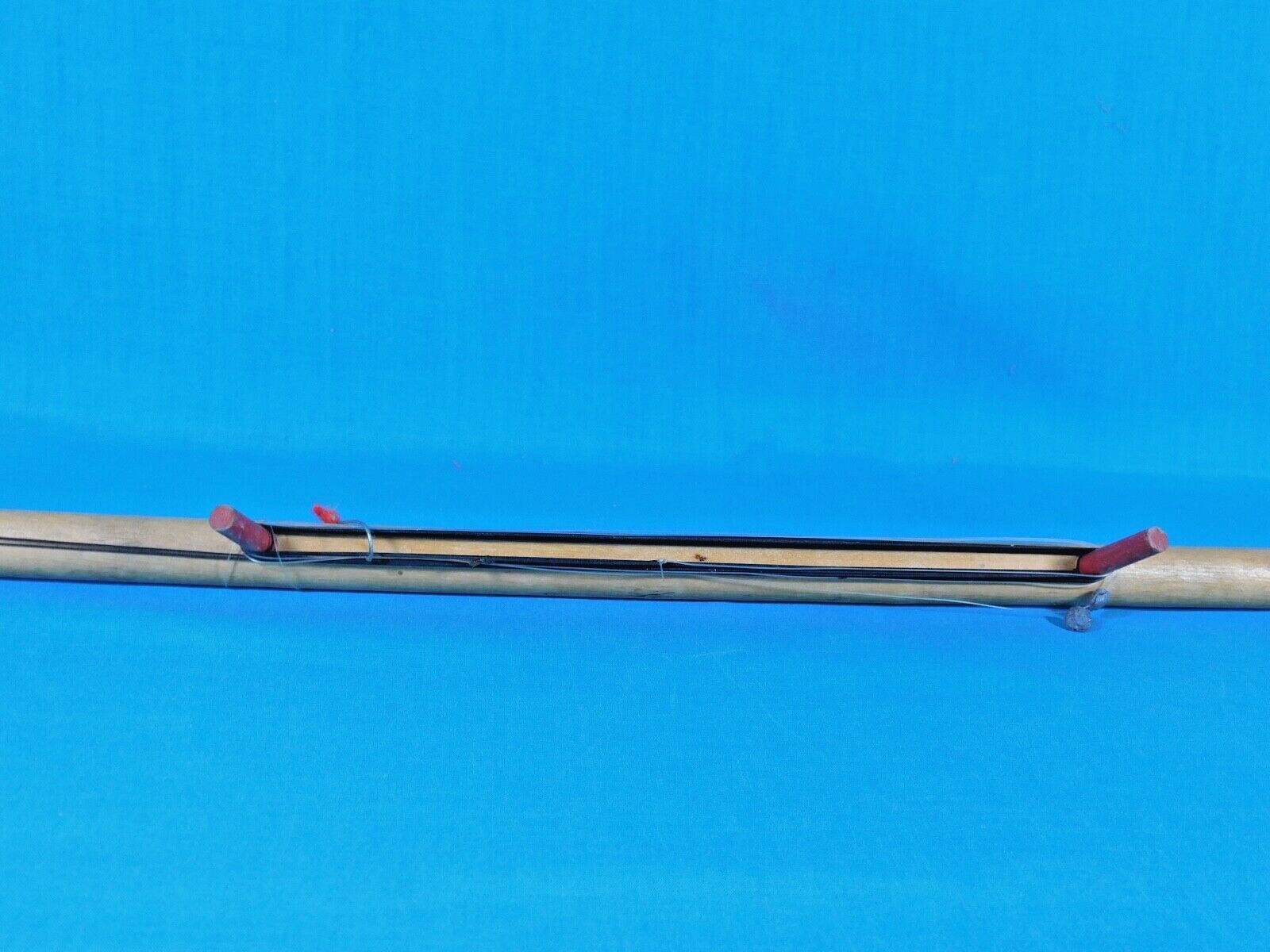 VINTAGE ICE FISHING POLE WOODEN RUBBER HANDLE SPIKE END WONDERFUL CONDITION
