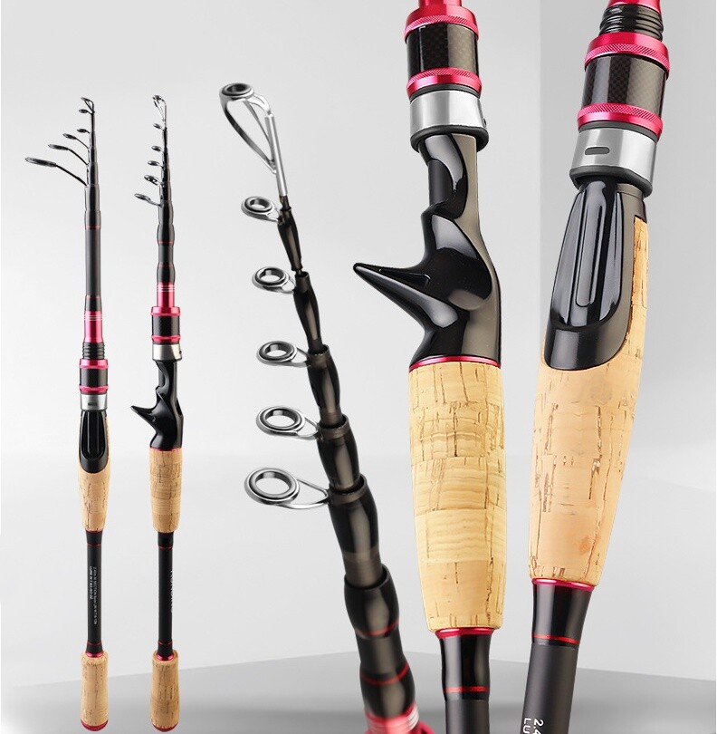 Carbon Casting Telescopic Fishing Rods 1.98m-2.7m Portable Poles Travel Spinning