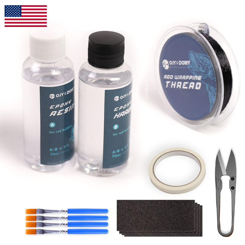 Ojydoiiiy Fishing Rod Repair Kit Epoxy Glue Wrapping Thread Clipper And Masking