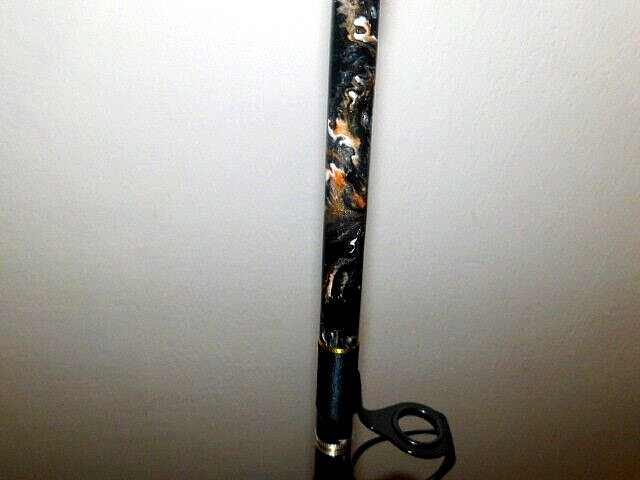 CUSTOM CONVENTIONAL BOAT ROD 7′ BLACK SILVER GOLD MARBLE 40- 80 LB TURBOS NEW