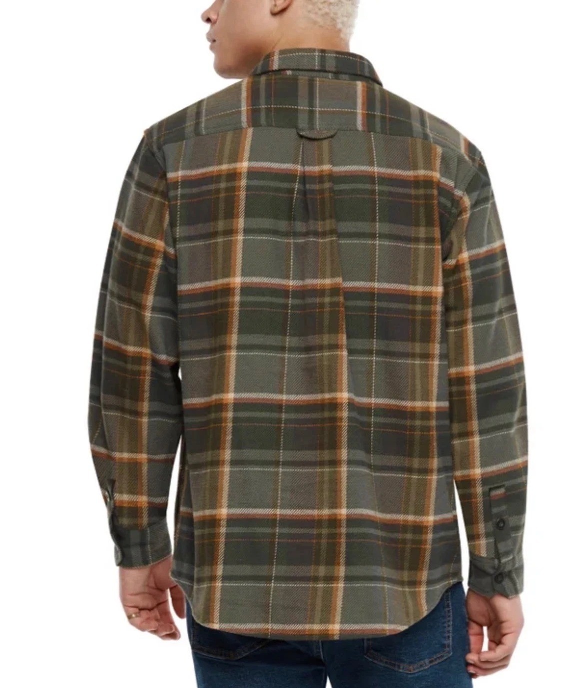 Orvis Men’s S Green Plaid Cotton Flannel Shirt Jacket Button Up Long sleev d1908