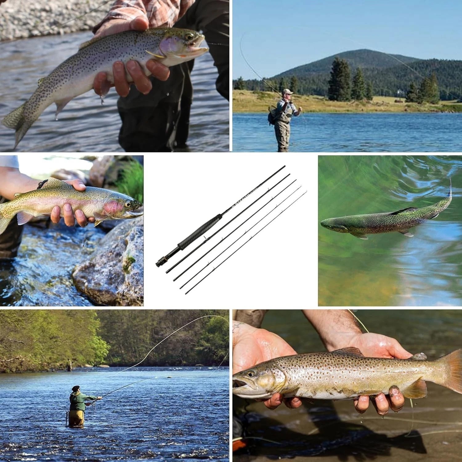 Stealth Fly Fishing Rod Combo Kit, 4-Pc Carbon Fiber Set with Reel & Accessories