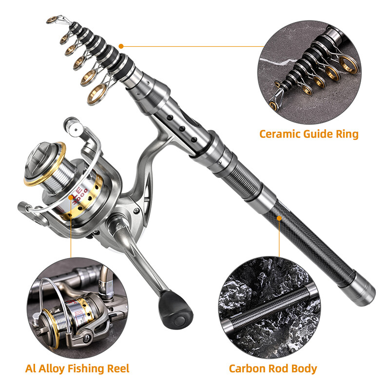 Caña De Pescar Telescópica Con Carrete Y Línea Para Pescadores, Combos De Pesca.