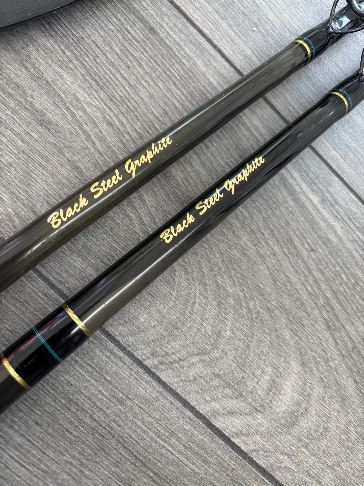 Lot of 2 Seeker Black Steel Fishing Rods Excellent Condition Long Beach