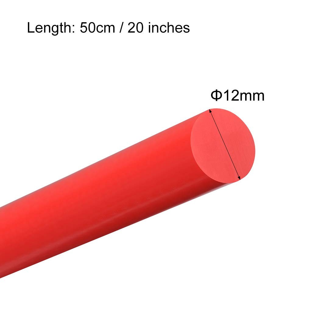 uxcell 3pcs Plastic Round Rod 1/2 inch Dia 20 inch Length Red POM Polyoxymeth…