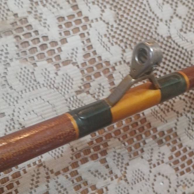 extreme Rare Conolon Monarch 101 Brown Fishing Rod Cork Handle Metal rollers