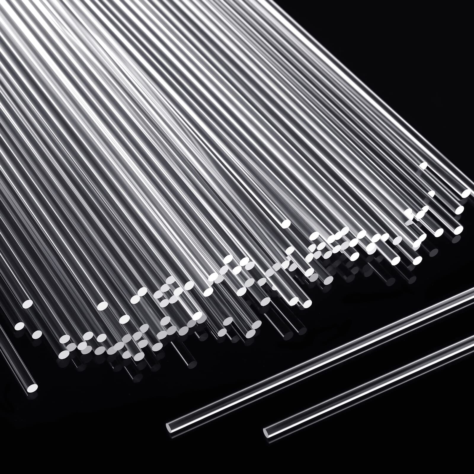 Clear Acrylic Rods 10 Inch 1/8 Inch Diameter Round Plastic Strip 120 Pieces